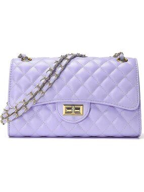 〽️Women's Purple Quilted Leather Crossbody Satchel Chain Strap Shoulder Bags